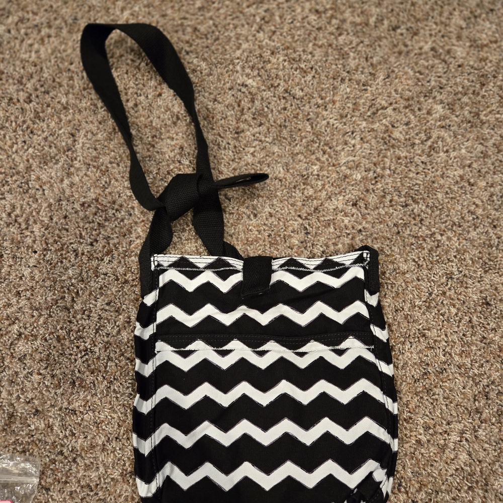Thirty-One Black and White Chevron Crossbody Bag